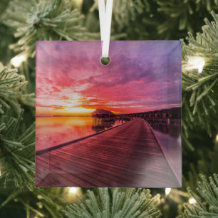 Tropische Strände Malediven Sunset Ornament Aus Glas