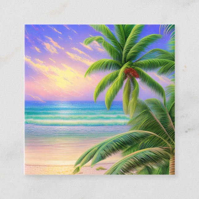 Tropische Strände mit weißem Sand und Kristall Quadratische Visitenkarte (Vorderseite)