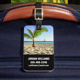 Tropische Strände   Segelboot, Palm Tree, Aruba Gepäckanhänger