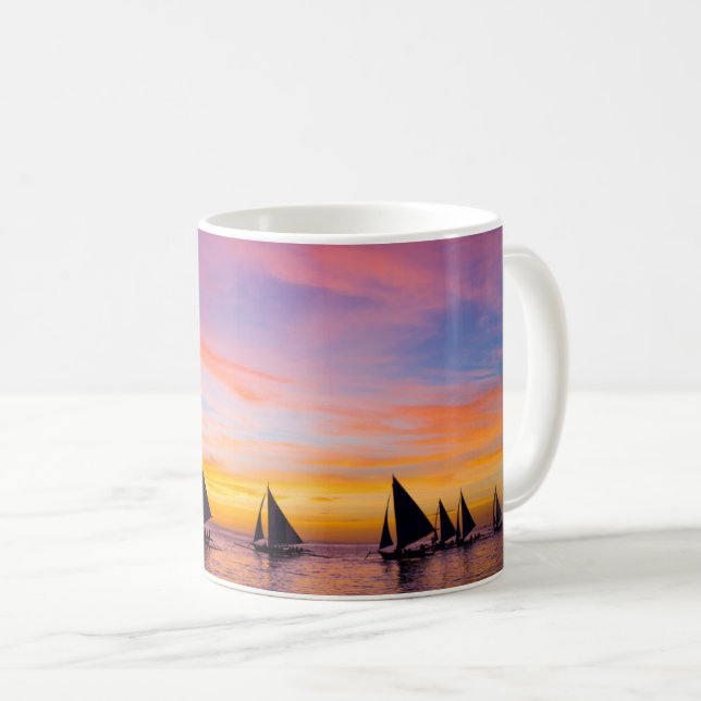 Tropische Strände | Segelboote, Philippinen Kaffeetasse (VorderseiteRechts)