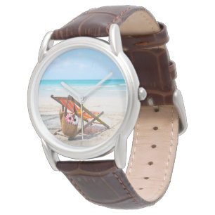 Tropische Strände Strandstuhl auf Sand Armbanduhr