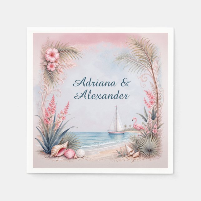Tropische Strandgrün-Blumen-Strand Serviette (Vorderseite)