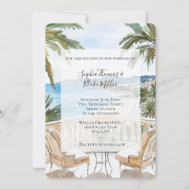 Tropische Strandhochzeit an der französischen Rivi Einladung