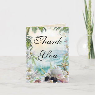 Tropische Strandhochzeit Dankeskarten mit Blumenmo Dankeskarte