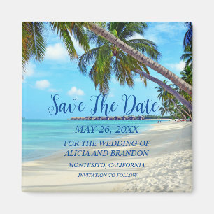 Tropische Strandhochzeit Moderne Wellen Magnet
