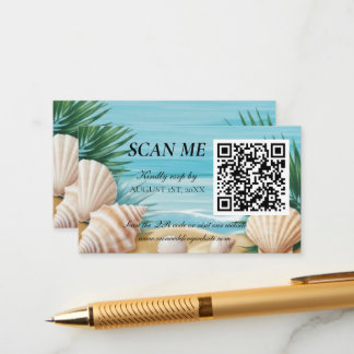 Tropische Strandhochzeit RSVP QR-Code-Beilage Begleitkarte