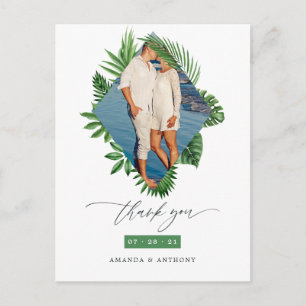 Tropische Strandhochzeits-Foto-Dankeschön Postkarte