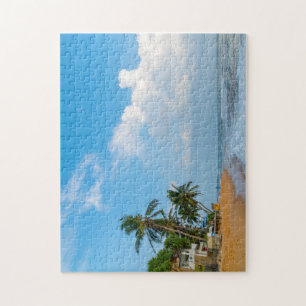 Tropische Strandküste und Palmen Meerblick Puzzle