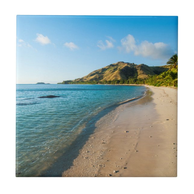 Tropische Strandlandschaft, Fidschi Fliese (Vorderseite)