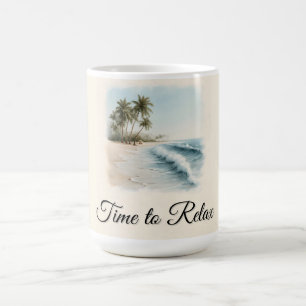 Tropische Strandlandschaft im Wasserfarbenstil Kaffeetasse