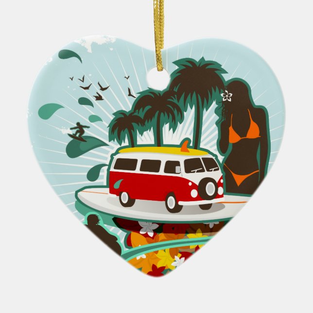 tropische Strandlandschaft Keramikornament (Vorne)