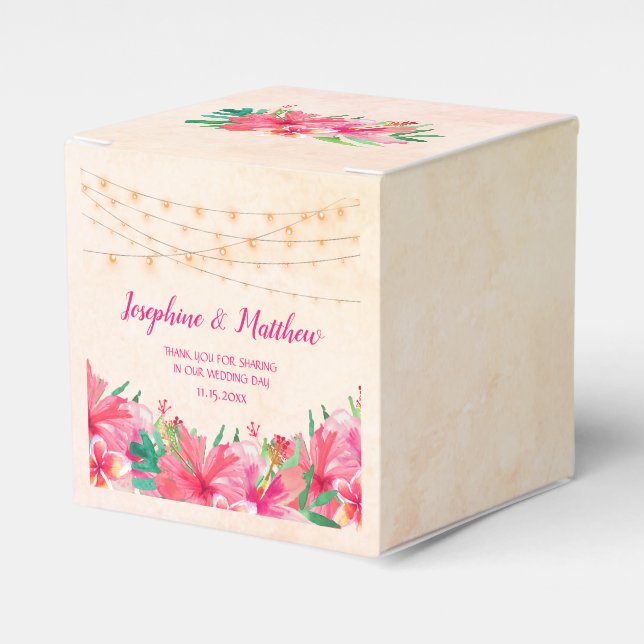 Tropische Strandlichter Wasserfarbenhochzeit Geschenkschachtel (Vorderseite)