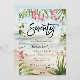 Tropische Strandorchids 70. Geburtstagsparty Einladung