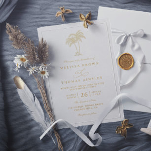 Tropische Strandpalme Meer QR-Code Hochzeit Einladung