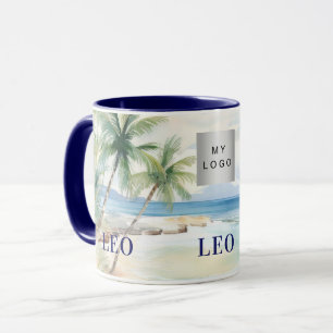 Tropische Strandpalmen Name Geschäft Logo Tasse
