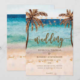 Tropische Strandszene Moderne Hochzeitseinladung Einladung