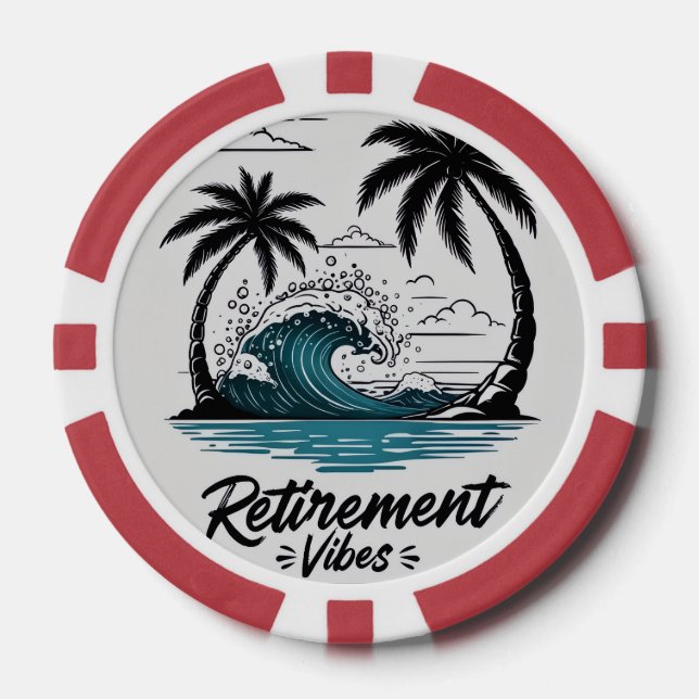 Tropische Strandwelle & Palme Pokerchips (Vorderseite)