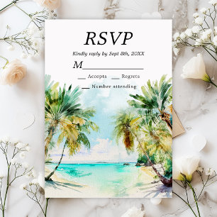 Tropische Strandziel-Hochzeit RSVP Karte
