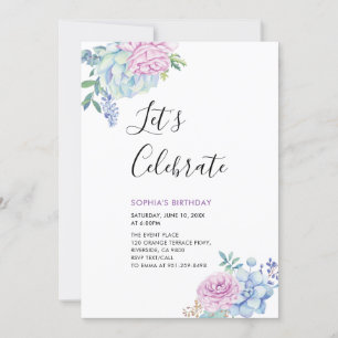 Tropische Sukkulenten Sommer Erwachsener Geburtsta Einladung