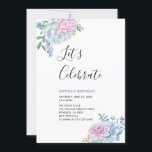 Tropische Sukkulenten Sommererwachsene Geburtstags Einladung<br><div class="desc">Feiern Sie Ihren besonderen Tag mit dieser tropischen Party Einladung mit schlichter und stilvoller Typografie,  Sukkulenten Blume und Muster. Diese Designvorlage ist vollständig anpassbar.</div>
