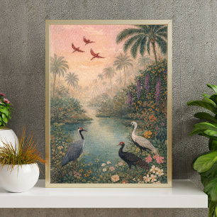 Tropische Sumpfvögel Kranichvogel-Illustration Poster
