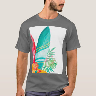 Tropische Surfboard-Grafik T-Shirt