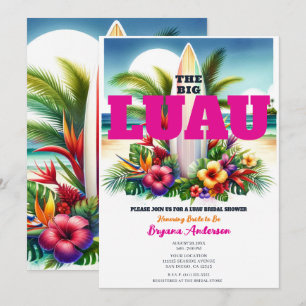 Tropische Surfbrett-Poolparty-Luau-Brautparty Einladung