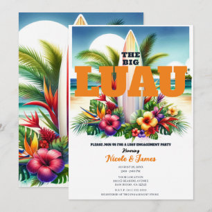 Tropische Surfbrett-Poolparty-Luau-Hochzeitstermin Einladung