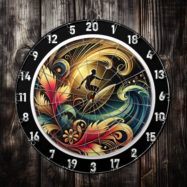 Tropische Surfer Sunset Wave Leinwand Dartscheibe (Von Creator hochgeladen)