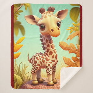 Tropische süße Baby-Giraffe Cartoon-37560 Sherpadecke