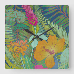 Tropische Tapesteuer II Quadratische Wanduhr