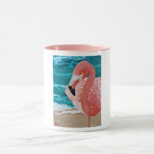Tropische Tasse am Strand pink Flamingo