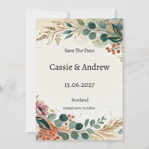 Tropische Terrakotta-Floralhochzeit Save The Date
