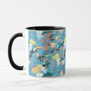 Tropische Textur mit Toucans und Hummingvögeln Tasse