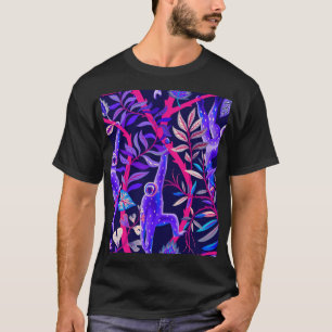 Tropische Tiere: Muster mit blauen Affen. T-Shirt