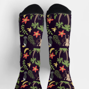 Tropische Tiere nahtlos Muster Affe & Makaw Socken