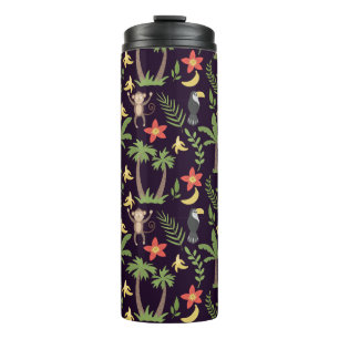 Tropische Tiere nahtlos Muster Affe & Makaw Thermosbecher