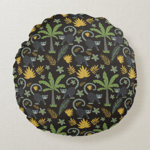Tropische Tiere nahtlos Muster Affenpalme Rundes Kissen