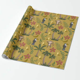 Tropische Tiere nahtlose Muster Affe , Ara Geschenkpapier