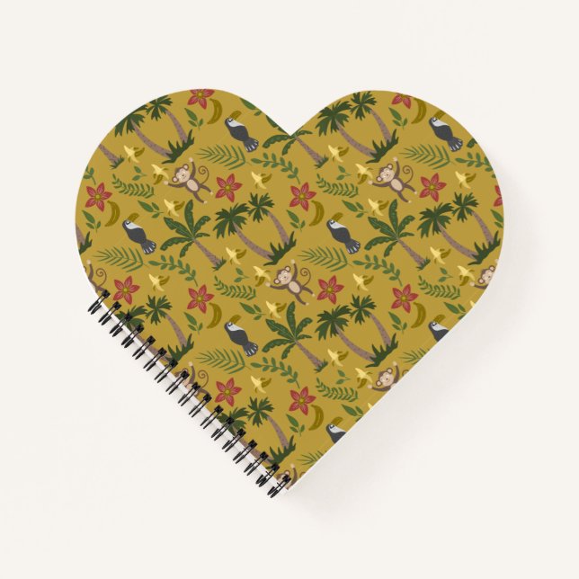 Tropische Tiere nahtlose Muster Affe , Ara Notizbuch (Vorderseite)