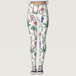 Tropische Tiere - nahtloser Makahaar und Affe Leggings