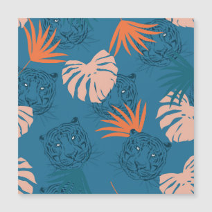 Tropische Tiger-Blätter Deep Blue Magnetkarte