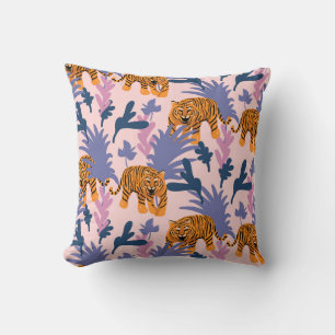 Tropische Tiger-Dschungel-Vintage-Muster Kissen