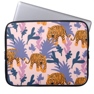Tropische Tiger-Dschungel-Vintage-Muster Laptopschutzhülle