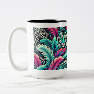 Tropische Tiger-Tasse - Dschungel-Kunst Zweifarbige Tasse