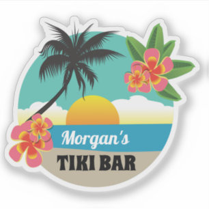 Tropische Tiki Bar mit Namen, Sonnenuntergang, Pal Aufkleber