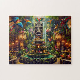 Tropische Tiki-Mystik-Papageien-Tiki-Totems-Dschun Puzzle