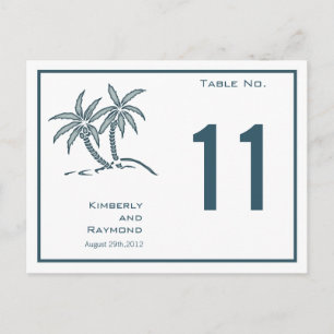 Tropische Tischnummer Blue Twin Palm Trees Card
