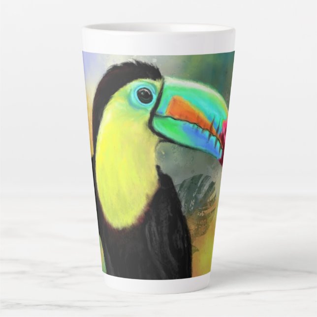 Tropische Toco Toucan Bird Latte Tasse (Vorderseite)