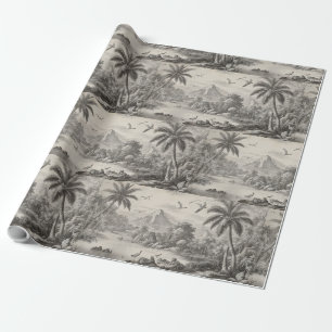 Tropische Toile de Jouy Geschenkpapier